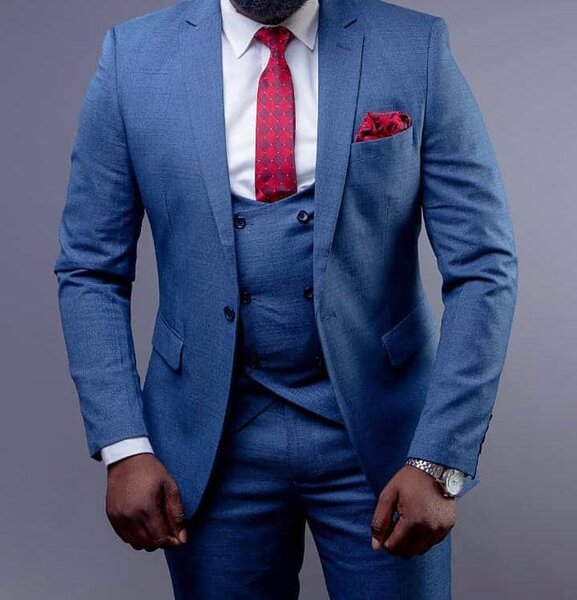 blue men's suit