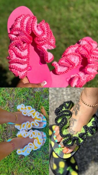 Tongs Crochet Fleurs Fantaisie
