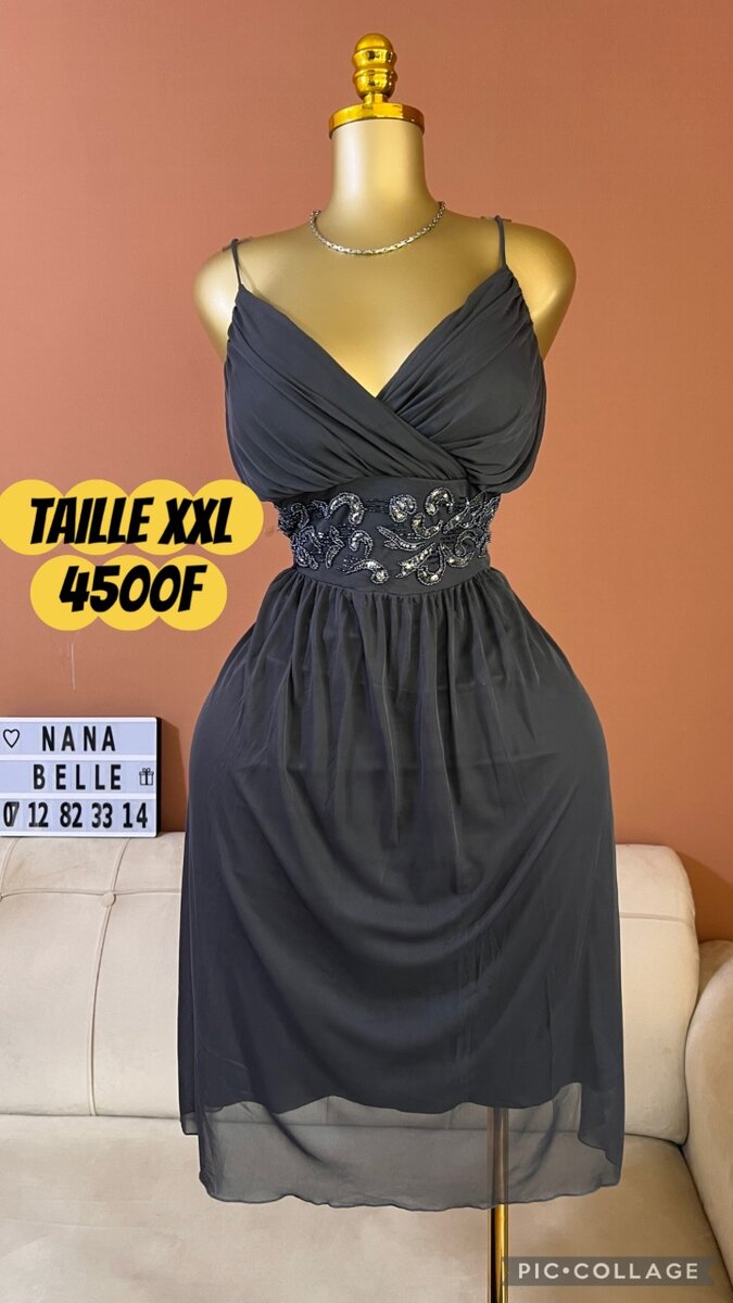 Robe Élégante Noire Taille XXL