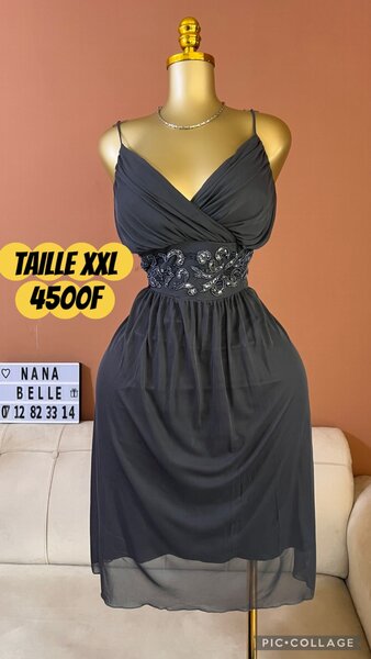 Robe Élégante Noire Taille XXL