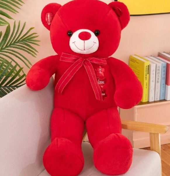 Ours en peluche rouge géant