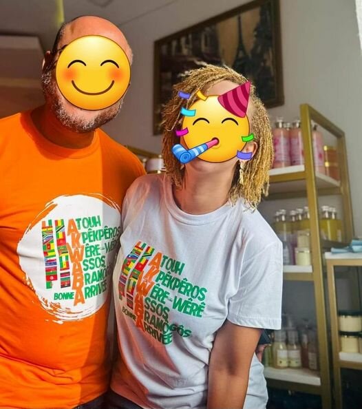 T-shirt, couleur orange, blanc, coton, tailles M, L, XL et XXL 