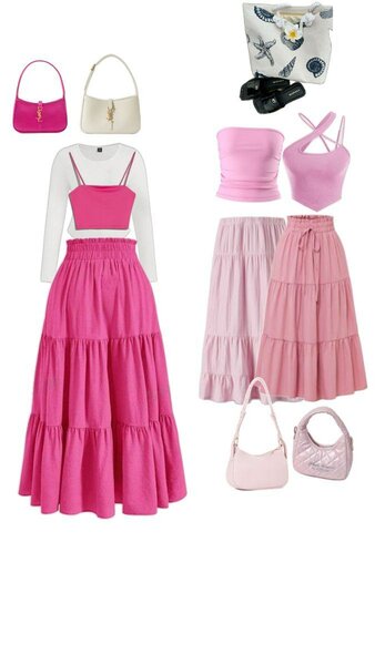 Ensemble jupe longue rose