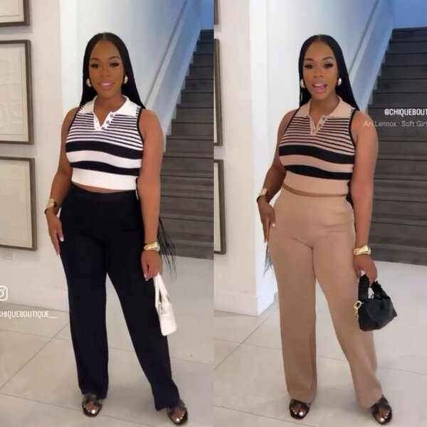 Ensemble top rayé et pantalon