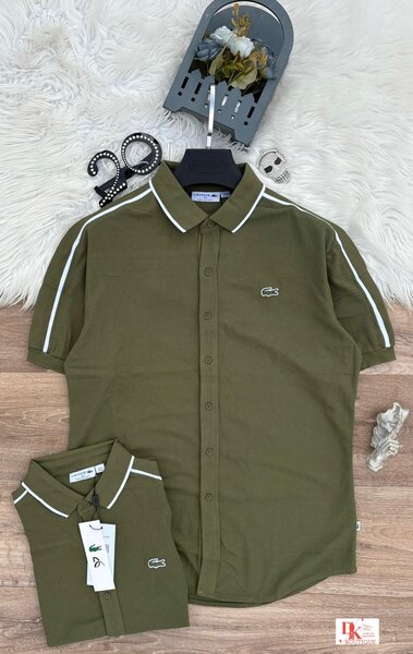 Polo Lacoste vert à rayures