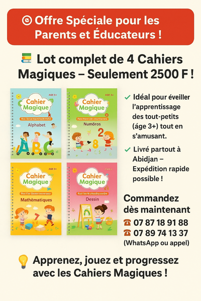Lot de 4 Cahiers Magiques