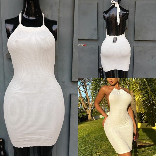 Robe Halter Blanc Élégante
