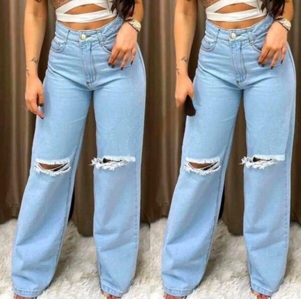 Jean large découpe femme