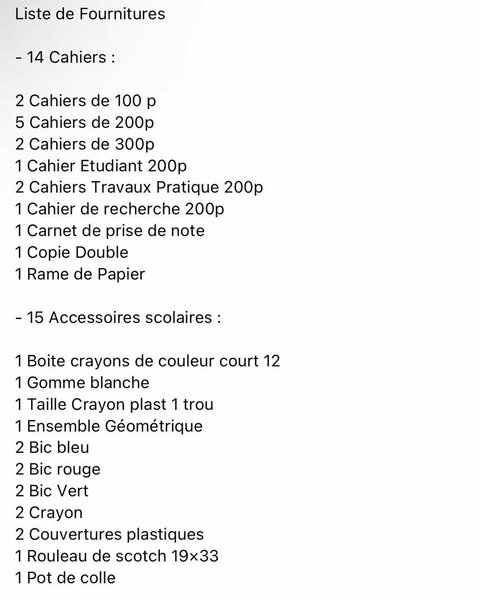 Kit de fournitures scolaires complet