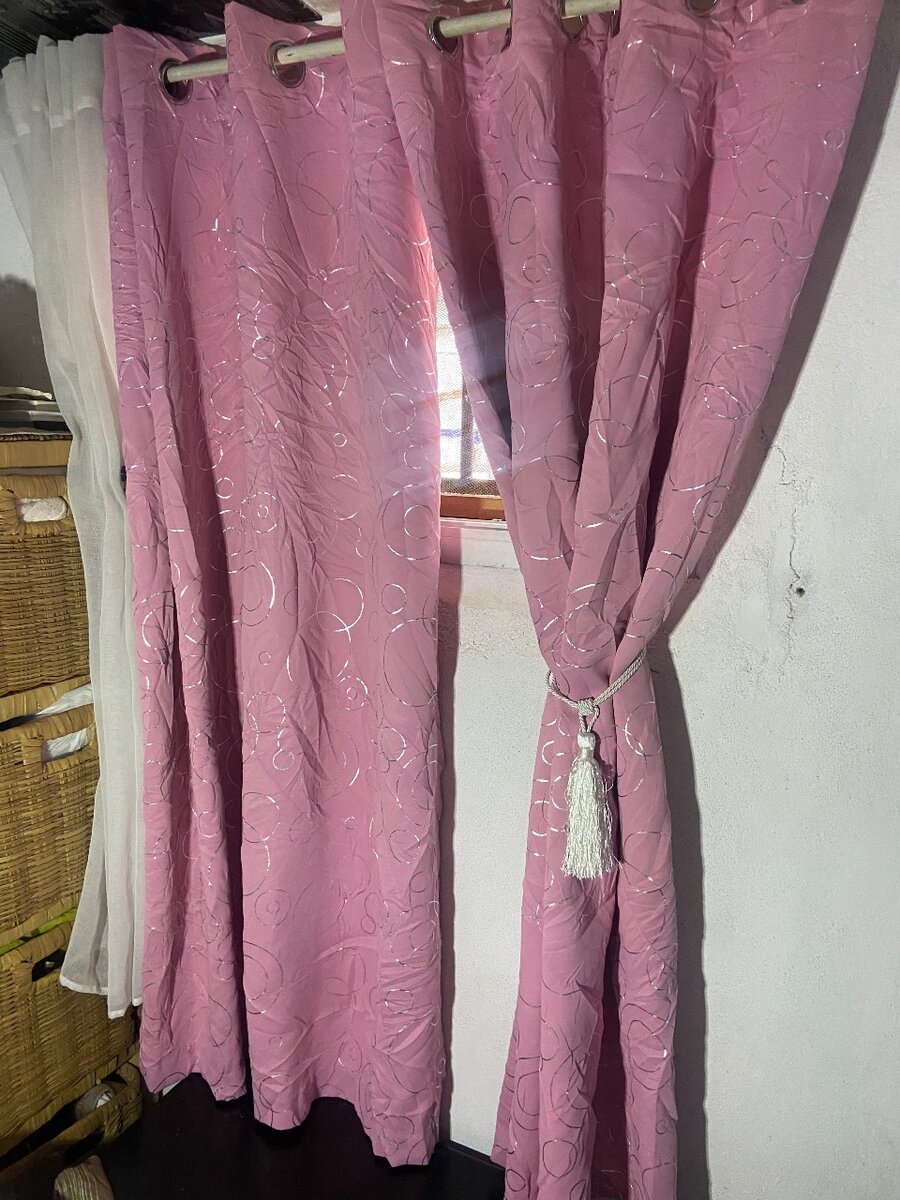 Rideaux roses élégants en jacquard