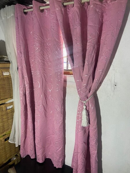 Rideaux roses élégants en jacquard
