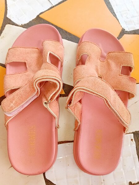 Sandales Confort en Daim Rose