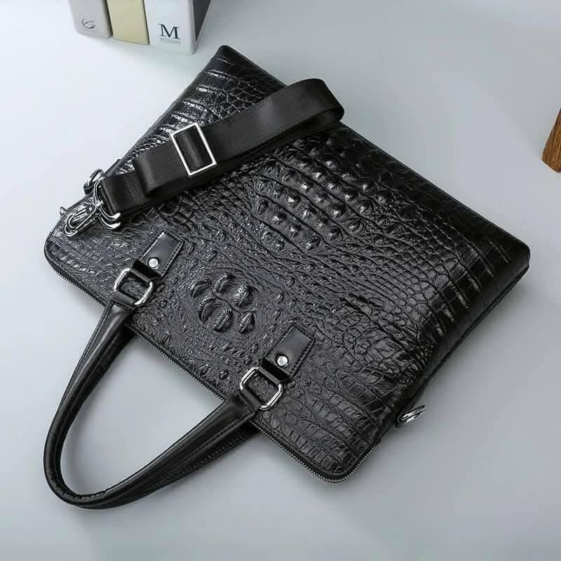 Sacoche en cuir crocodile