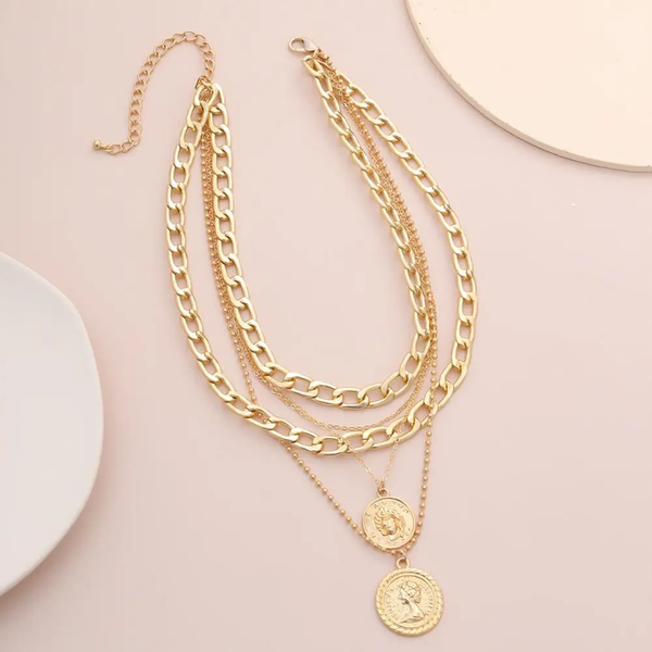 Collier Multirang Doré Élégant