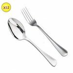 Lot De 12 Couverts ( 6 Cuillères Et 6 Fourchettes ) De Luxe De Table - Inox