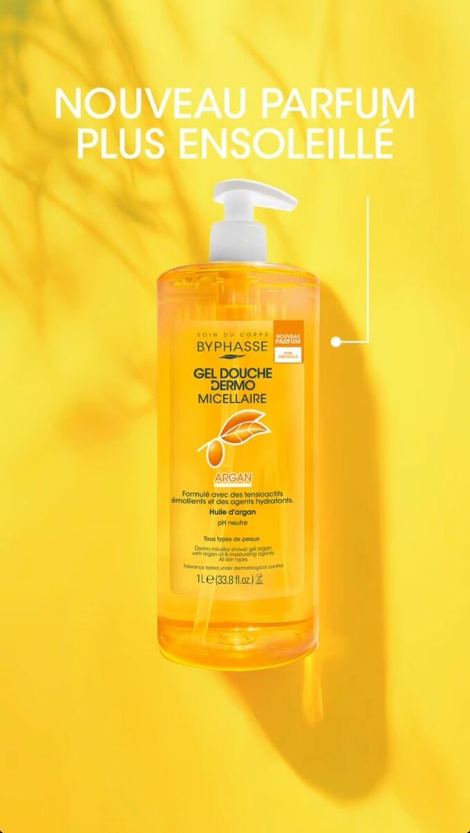 Gel douche dermo micellaire argan byphasse