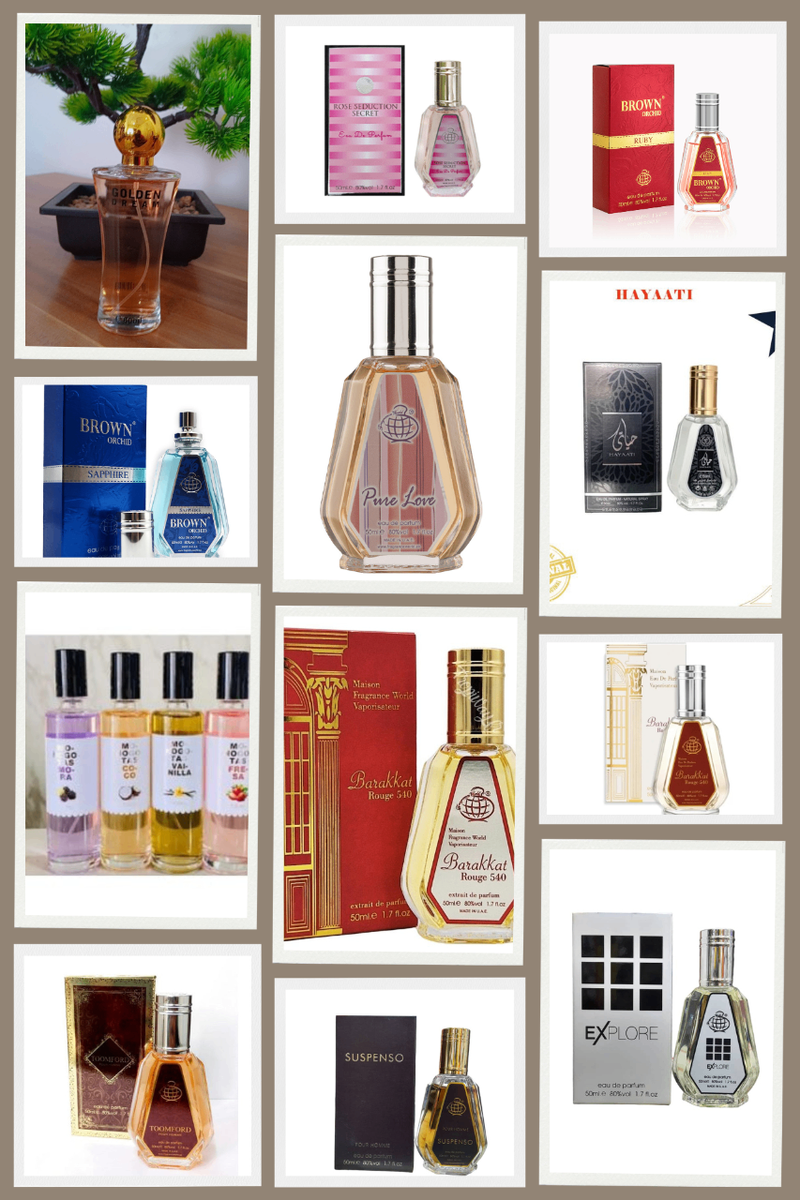 40 cedis each perfumes and splash