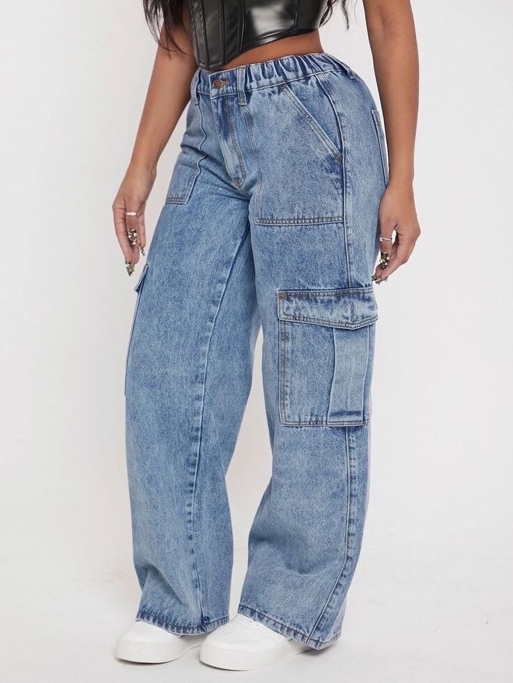 Denim cargo jeans ladies
