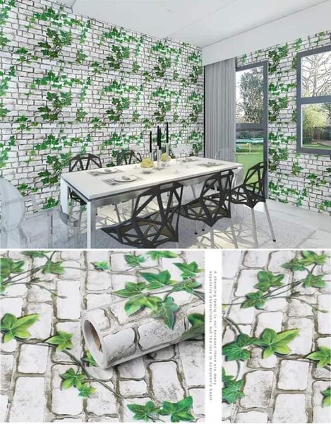 Papier peint autocollant 3D blanc-vert