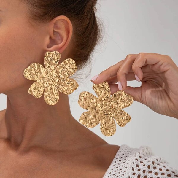 Boucles d'oreilles florales dorées