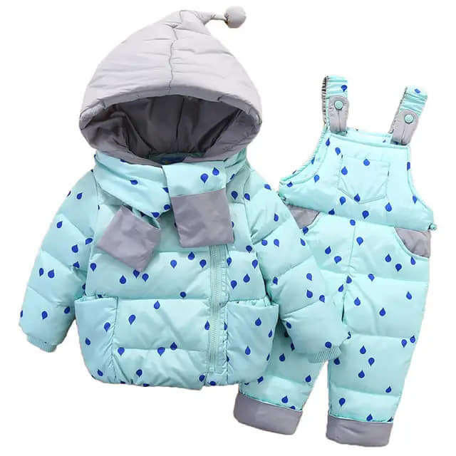 Warm jacket and overalls in blue colour