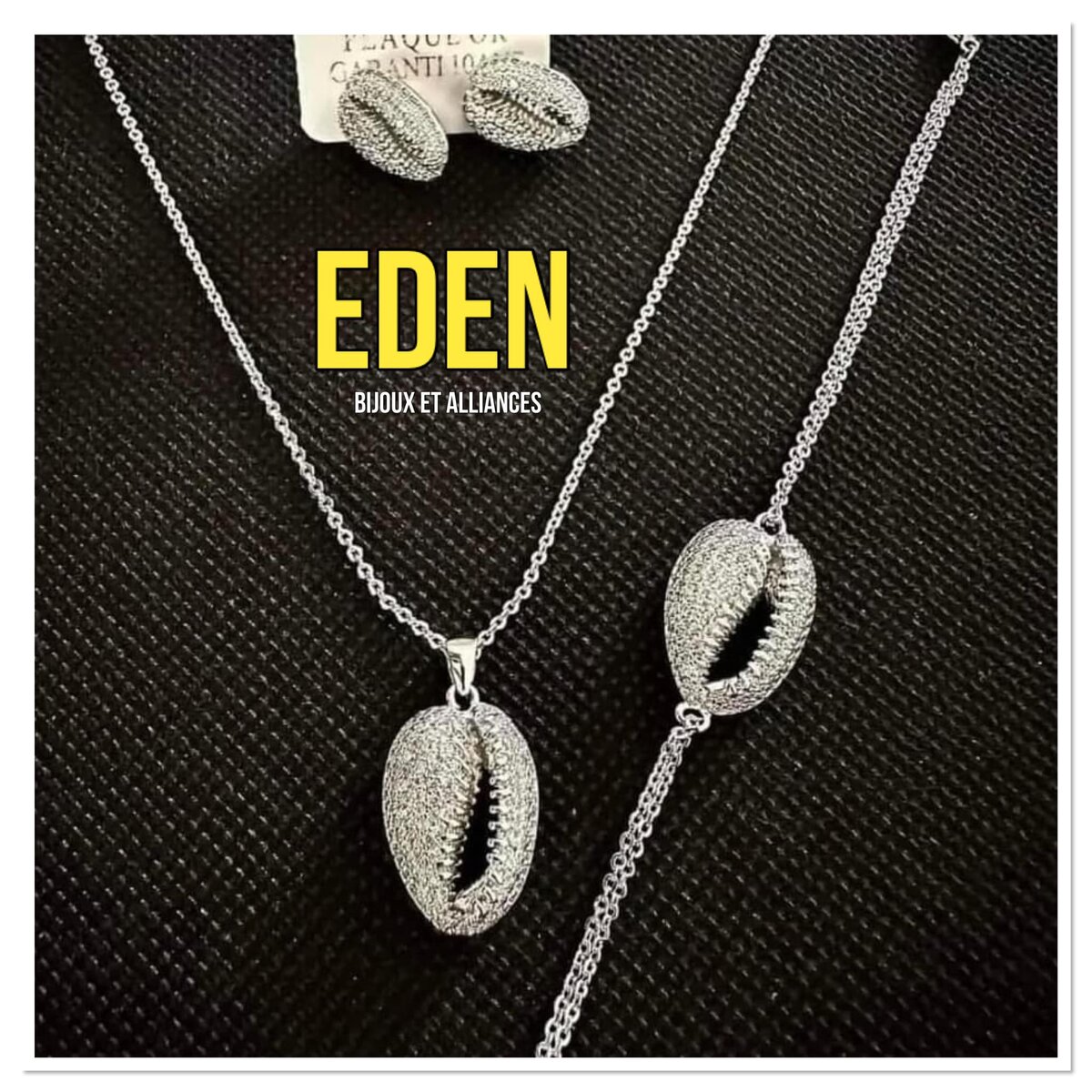 Chaîne plaquée or avec pendentif + boucles d'oreilles + bracelet