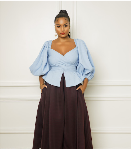 Blue poplin Top