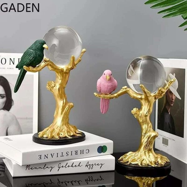 CRYSTAL BALL BIRD TREE ORNAMENT