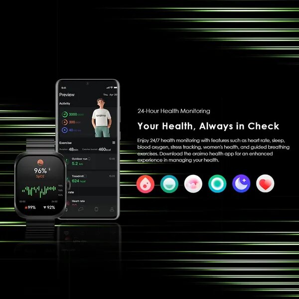 oraimo Watch Nova N 2.5D Curved Glass Smart Watch