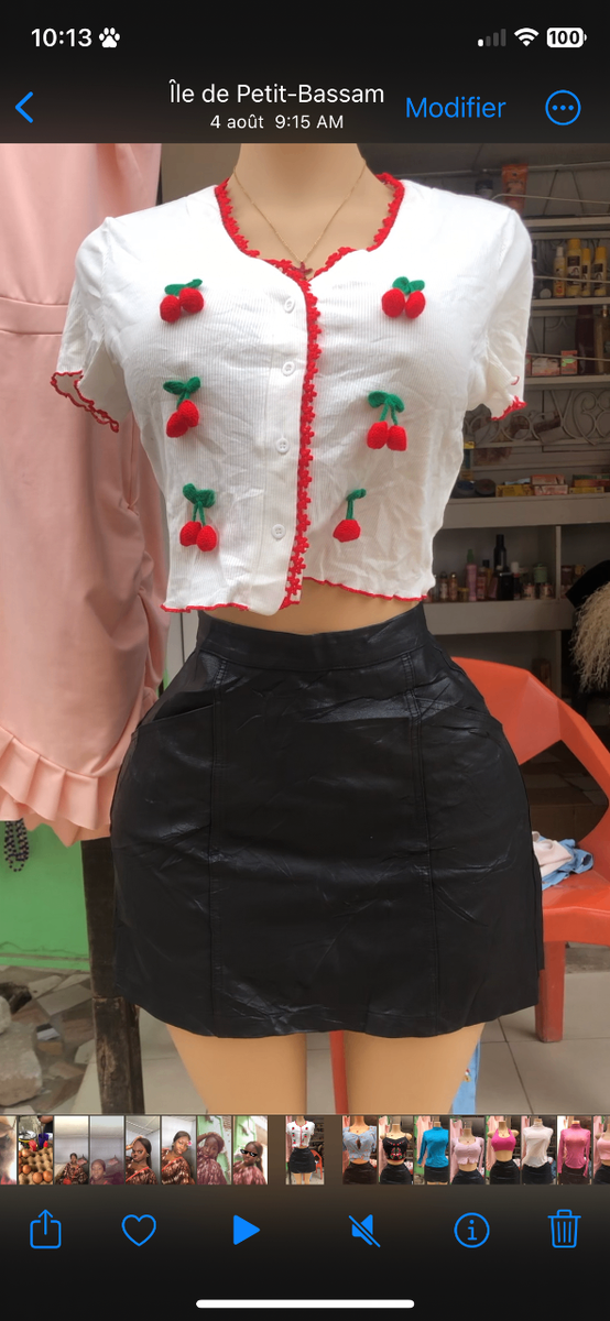 Haut Femme Cerises Été et jupe