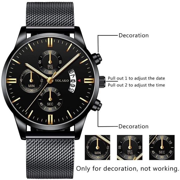 Montre Poedagar en Acier Noir