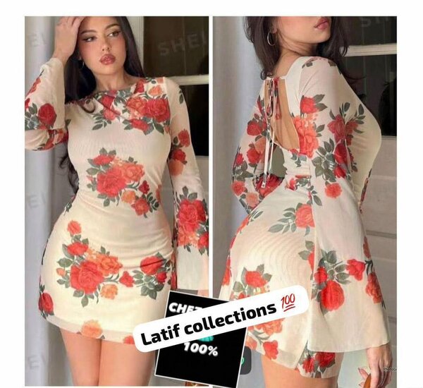 Robe Florale à Manches Longues