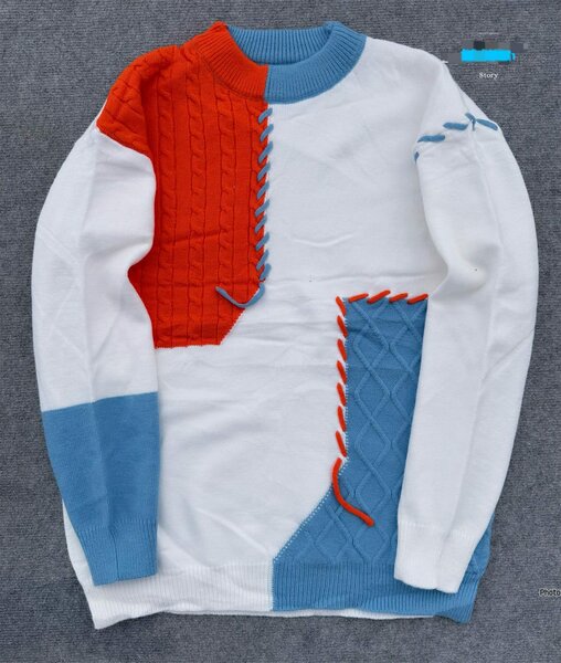 Pull patchwork coloré moderne