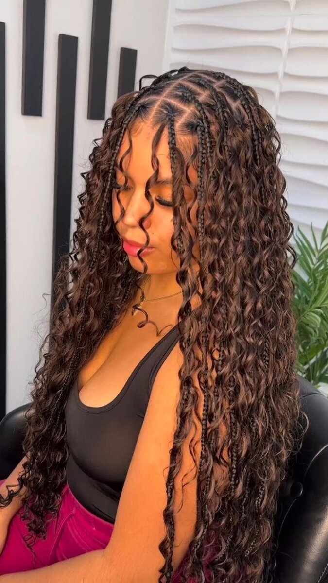 Mèches bouclées boho braids