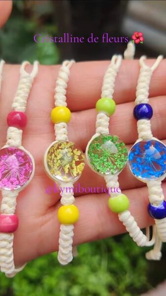 Bracelet Macramé Cristal de Fleurs