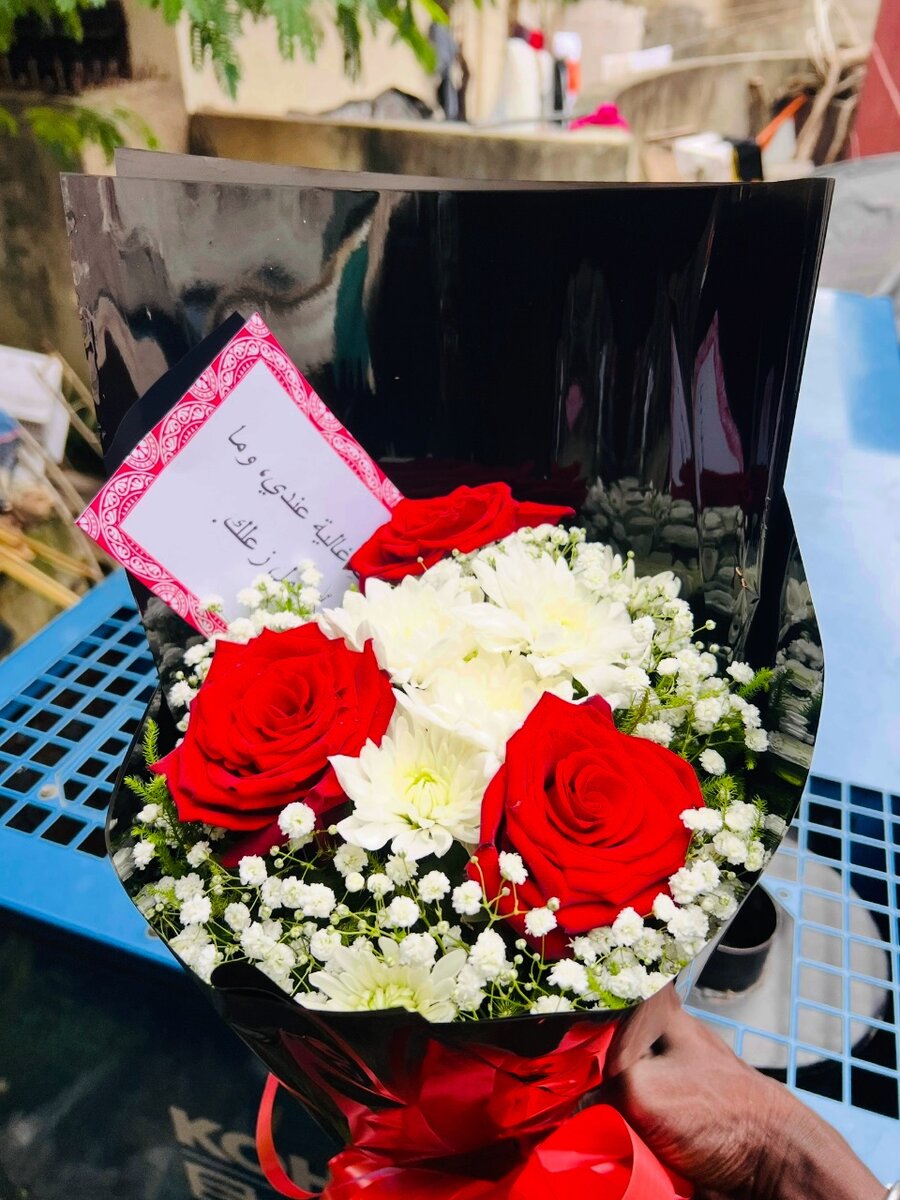 Bouquet de roses rouges & blanches