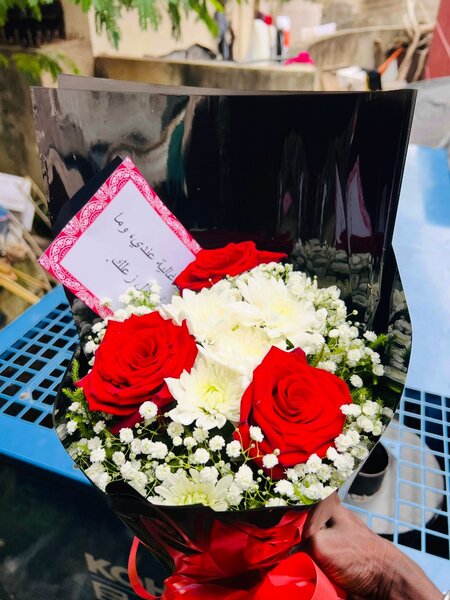 Bouquet de roses rouges & blanches