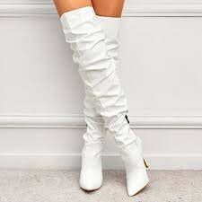 White tall boots