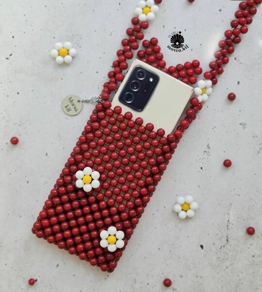 Beaded Floral Phone Bag