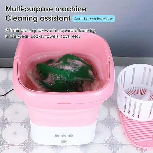 Mini Machine à Laver Pliable - Rose