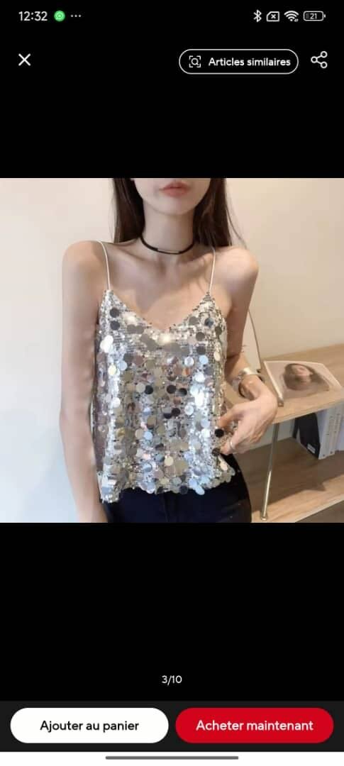Top à sequins brillants