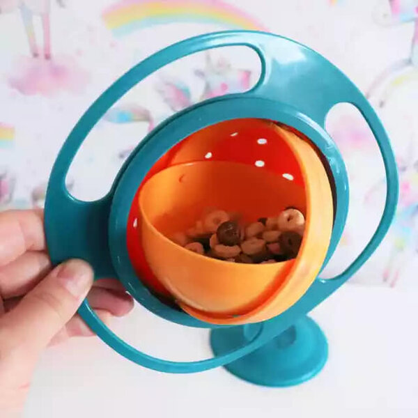 Bols magique de bébé à rotation de 360e anti dégats d'alimentation pour les touts petits et enfants qui apprennent à manger.  Permet de garder au chaud la nourriture de bébé.