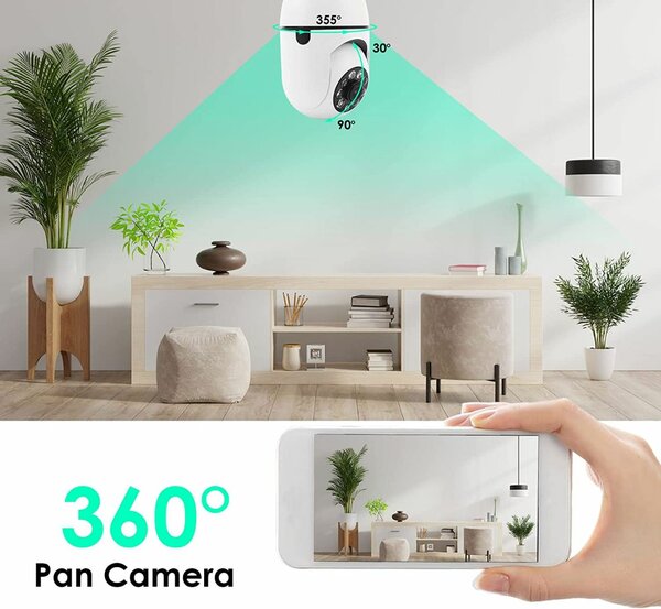 Ampoule E27 1080p panoramique 360 degrés WiFi Surveillance C