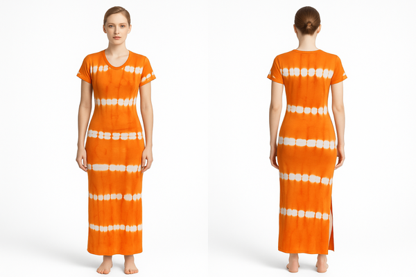 Robe longue tie-dye orange