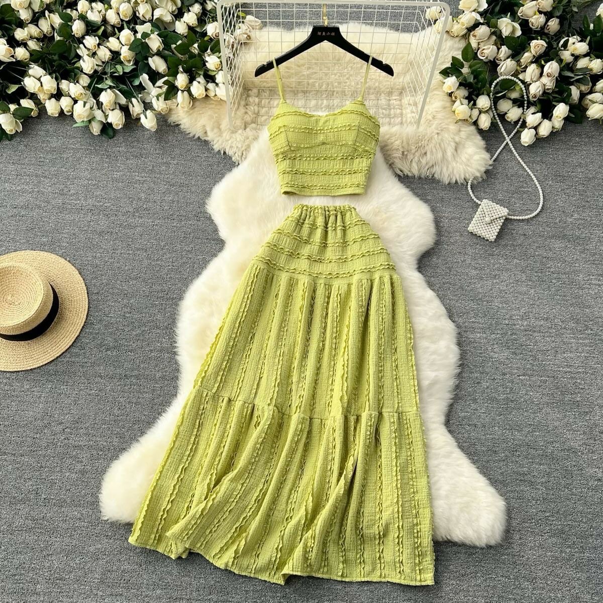 Robe longue élégante vert