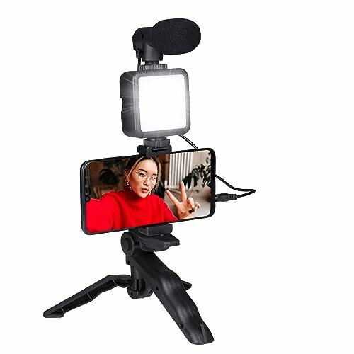Trépied stabilisateur vidéo LED, Micro, support - Noir