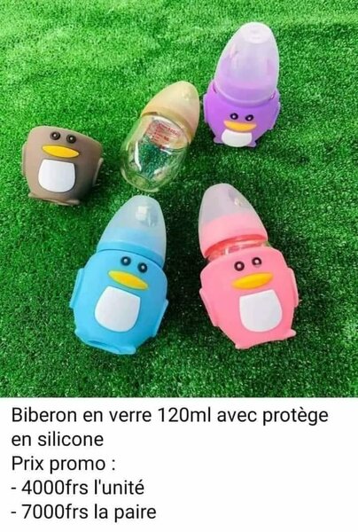 Biberon en verre 120ml avec protège