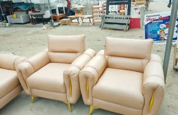 Set de Canapés en Cuir Beige