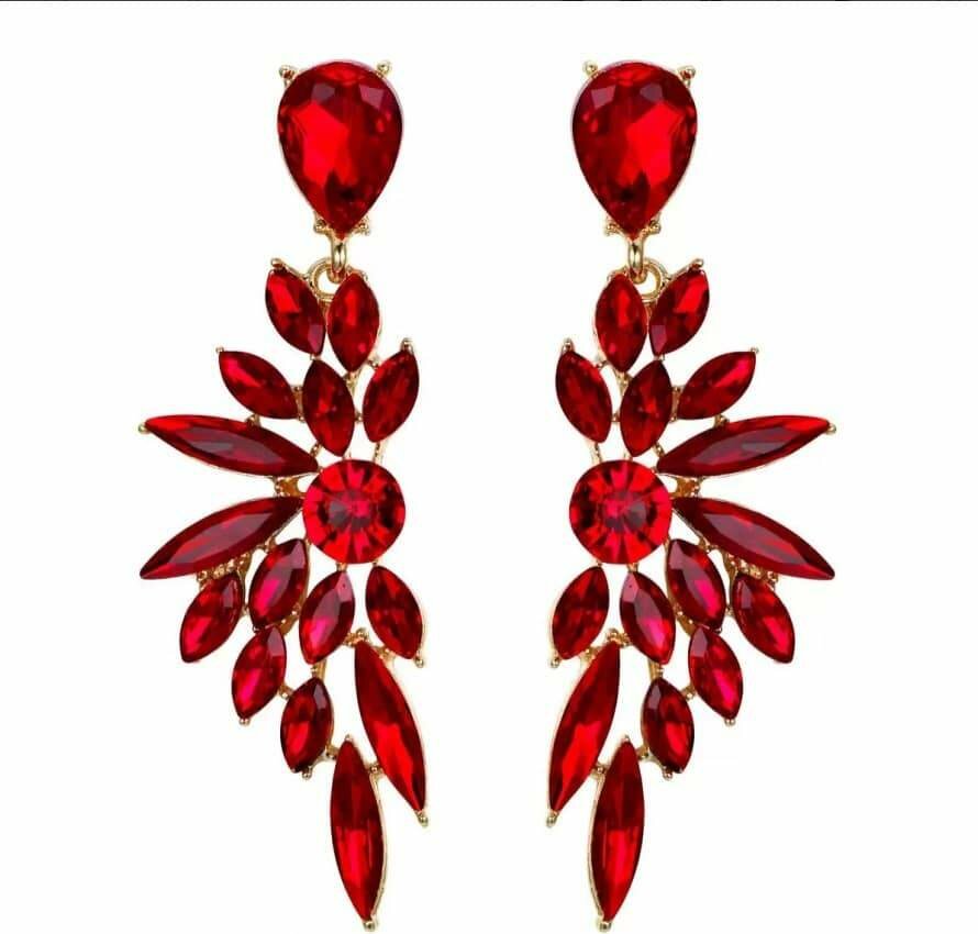 Red Gemstone Drop Earrings
