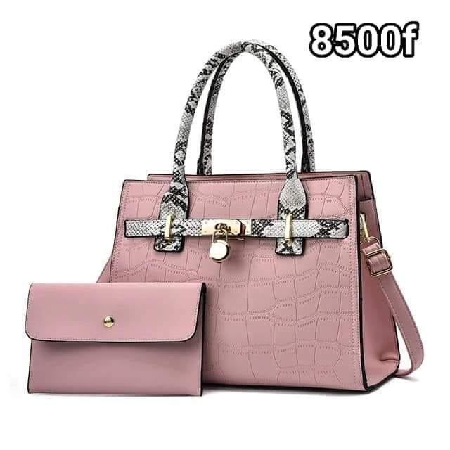 ensemble sac et portefeuille rose